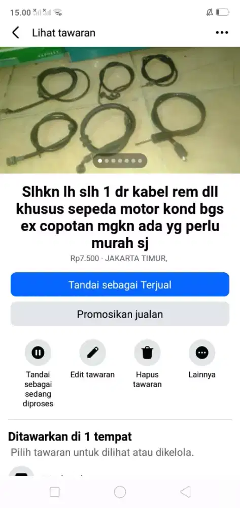 Slhkn plh slh 1 dr kabel rem khusus sepeda/motor brg baru hrg murah sj