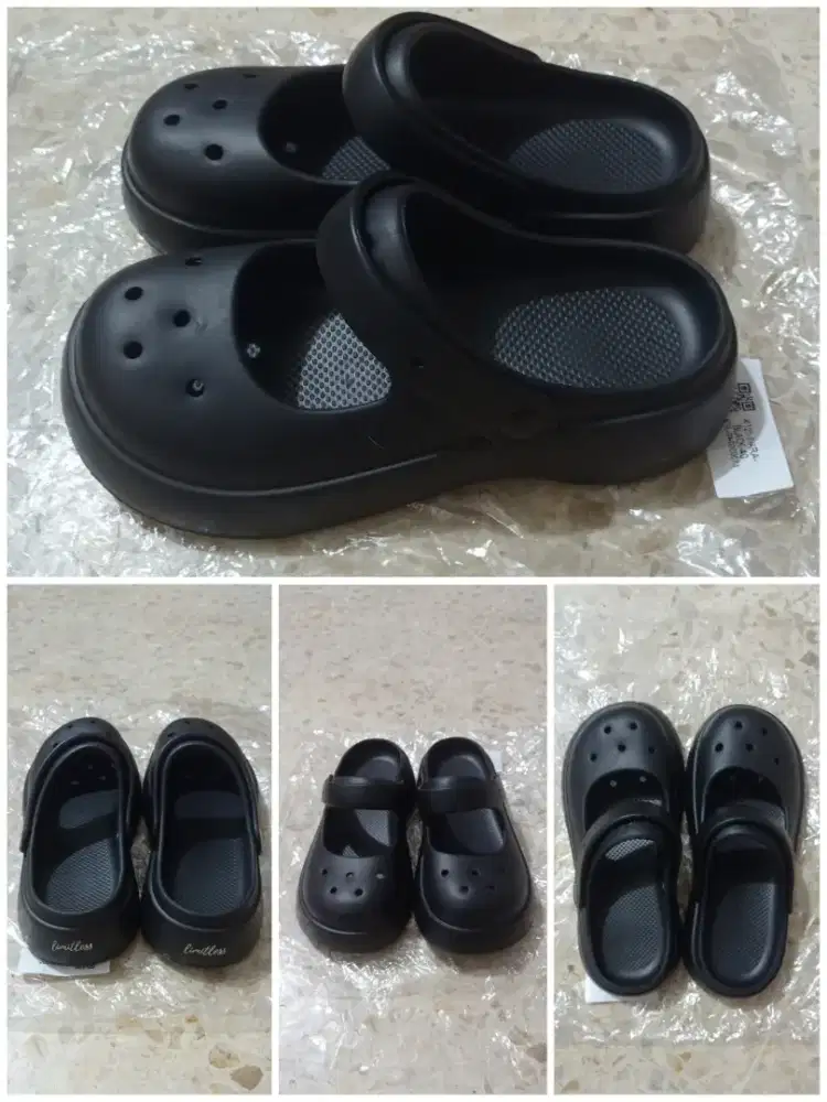 Sendal Sandal Slop Wanita Perempuan Merk LIMITLESS Hitam  40 Original