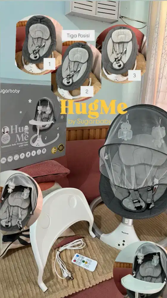 Preloved Sugar Baby Hug Me Automatic Baby Swing Chair with Table