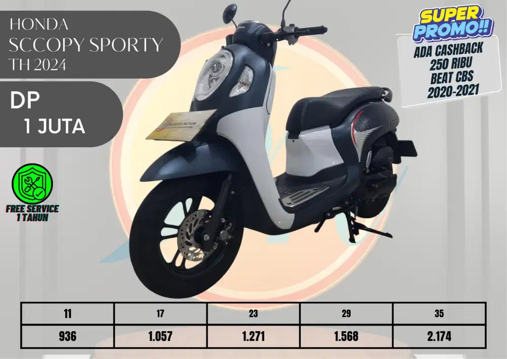 HONDA SCOOPY SPORTY TH 2024 DP SEJUTA ANGS RINGAN PROSES KREDIT MUDAH