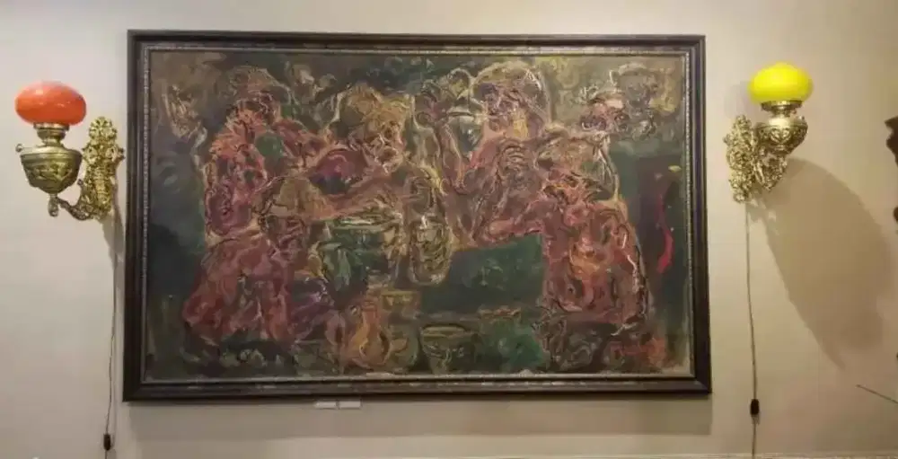 Lukisan Kanvas Karya Affandi Tema Tiga Pemuda