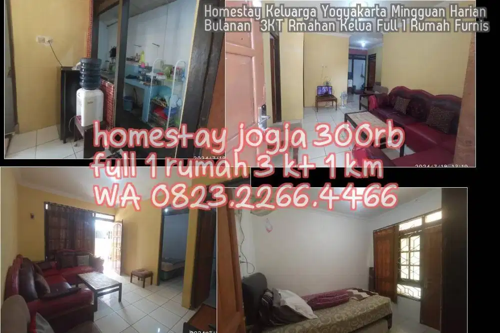 Homestay Keluarga Yogyakarta Mingguan Harian Bulanan  3KT Rmahan Kelua