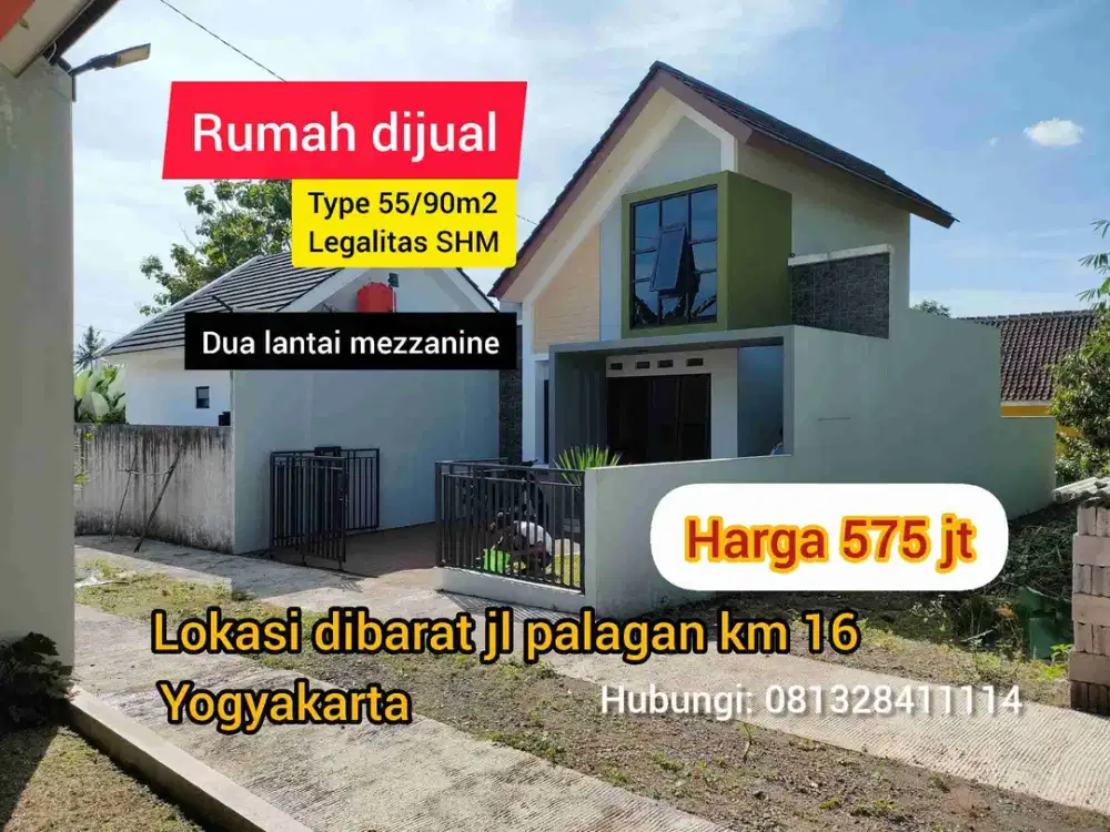 jual rumah lantai dua mezzanine di jl palagan km 16