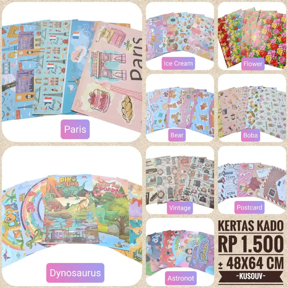 Kertas Kado/Kertas Bungkus Kado/Kertas Sampul Buku