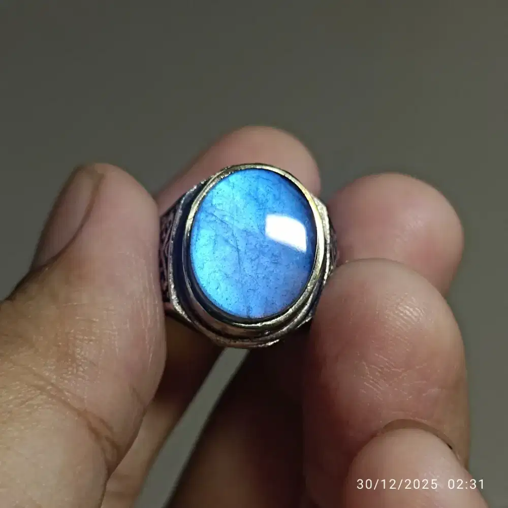 Cincin labrador labradorite klep full biru size kantoran
