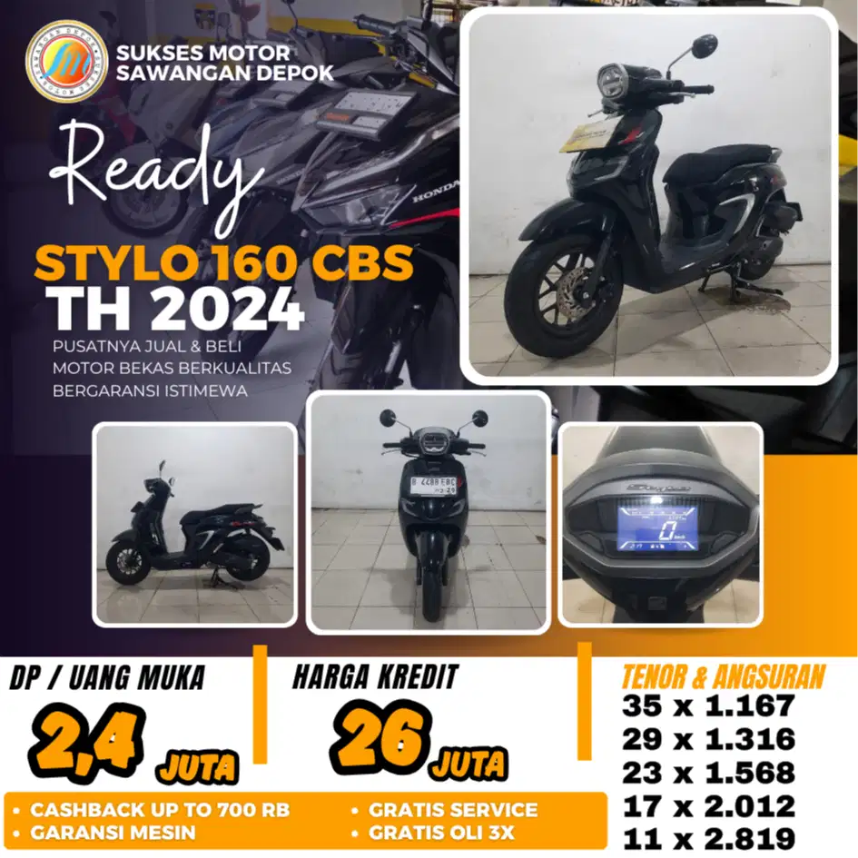 ISTIMEWA BERGARANSI HONDA STYLO 160 CBS TH 2024 UNIT MULUS BISA KREDIT