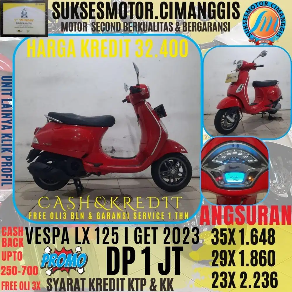 DP 1 JT VESPA LX 125 I GET CASHBACK UPTO 700 RB FREE OLI3BLN