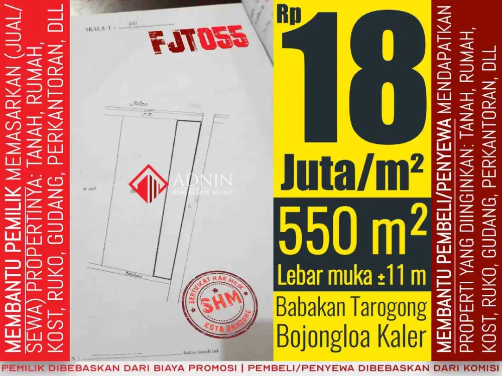 Tanah 550m Terusan Pasirkoja Bandung Pasir Soekarno Kopo Peta