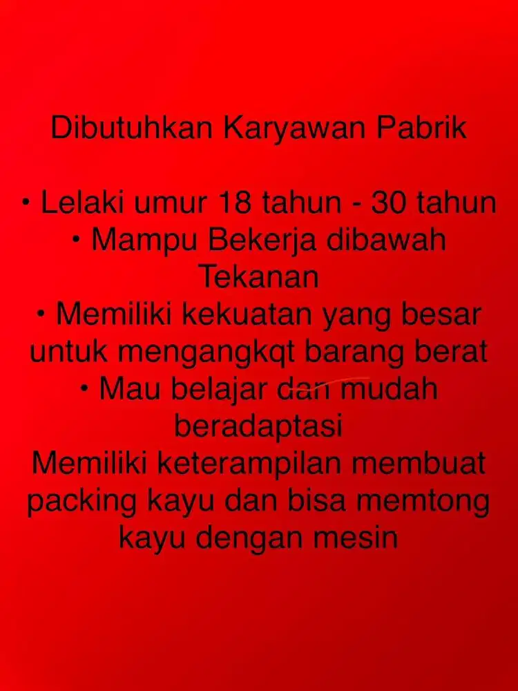 Lowongan Kerja Pabrik