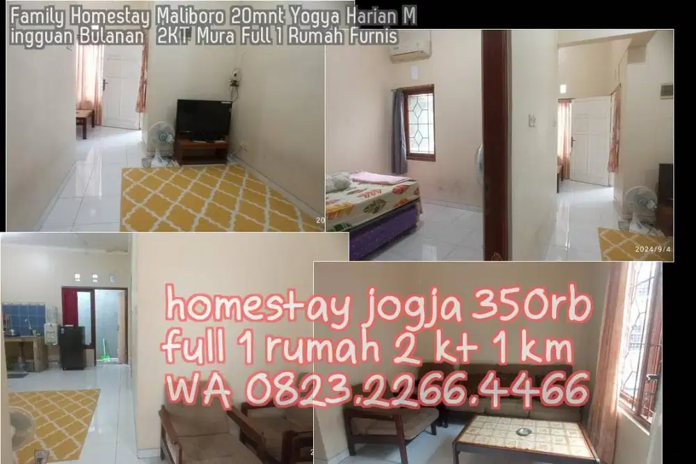 Family Homestay Maliboro 20mnt Yogya Harian Mingguan Bulanan  2KT Mura