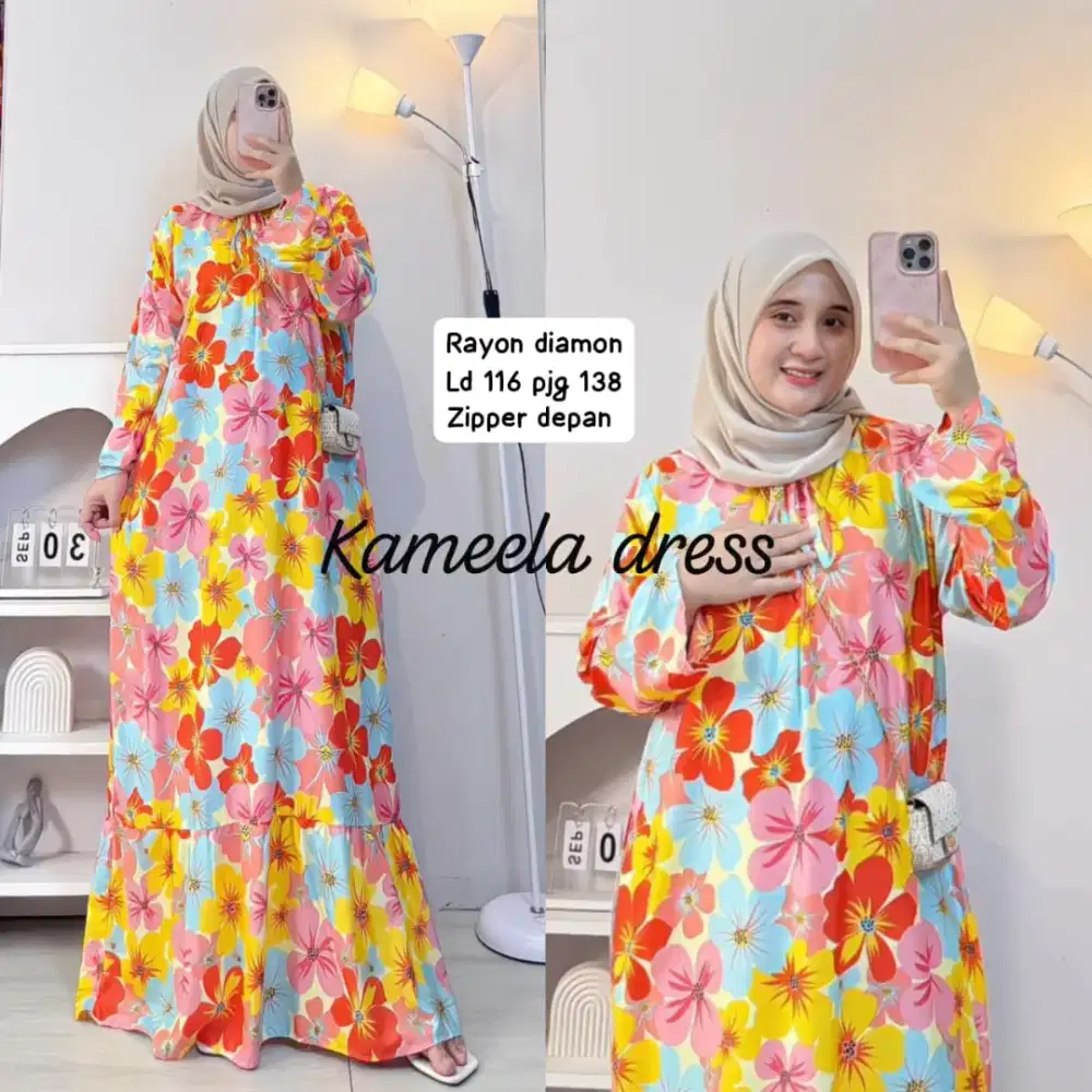 Gamis bunga 2 kekinian
