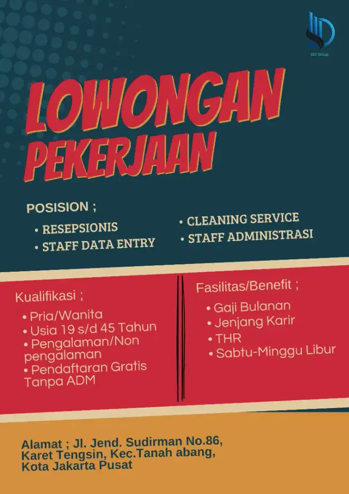 Di butuhkan kandidat staff