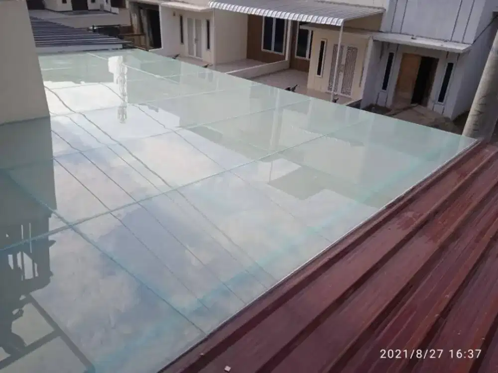 Kanopi tempahan atap kaca tempred glass