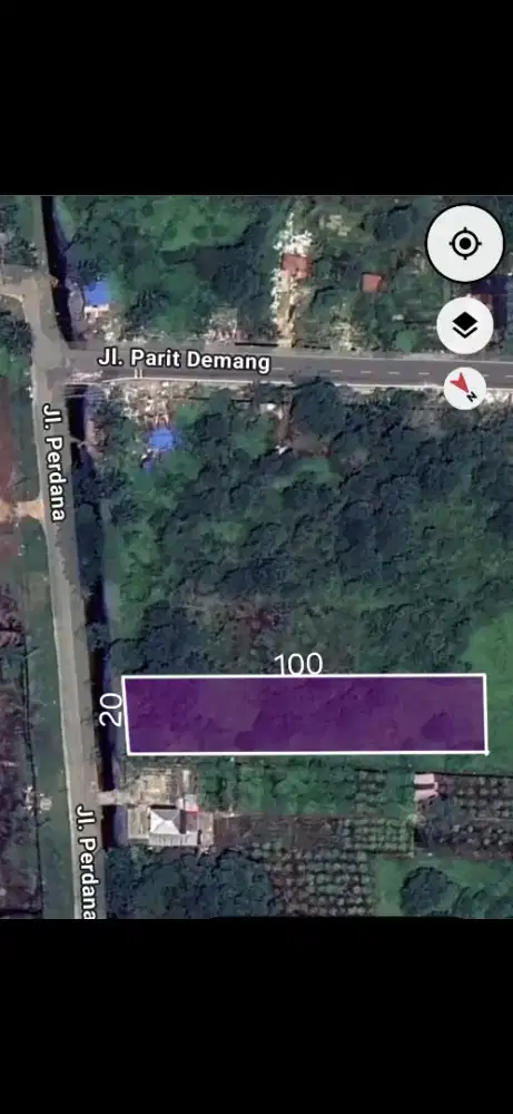 Tanah tepi jalan perdana ukuran 20 x 100