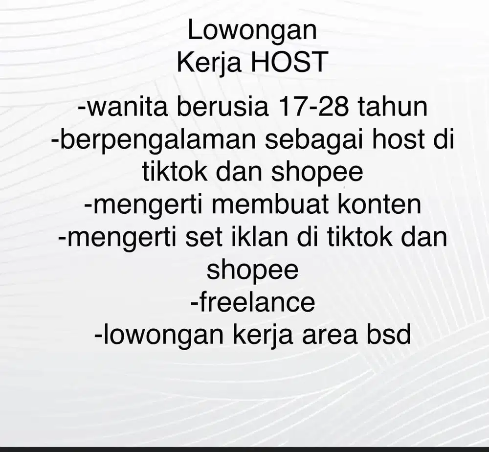 Lowongan kerja host