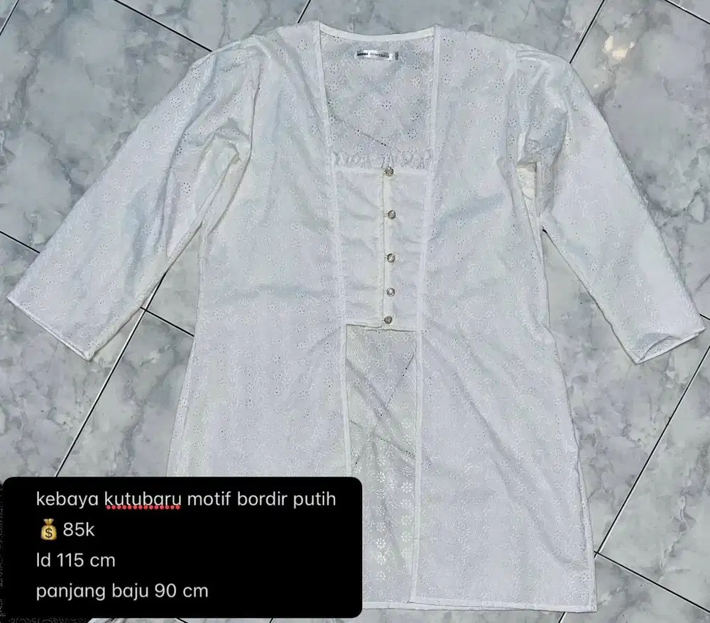 Kebaya kutubaru motif bordir putih