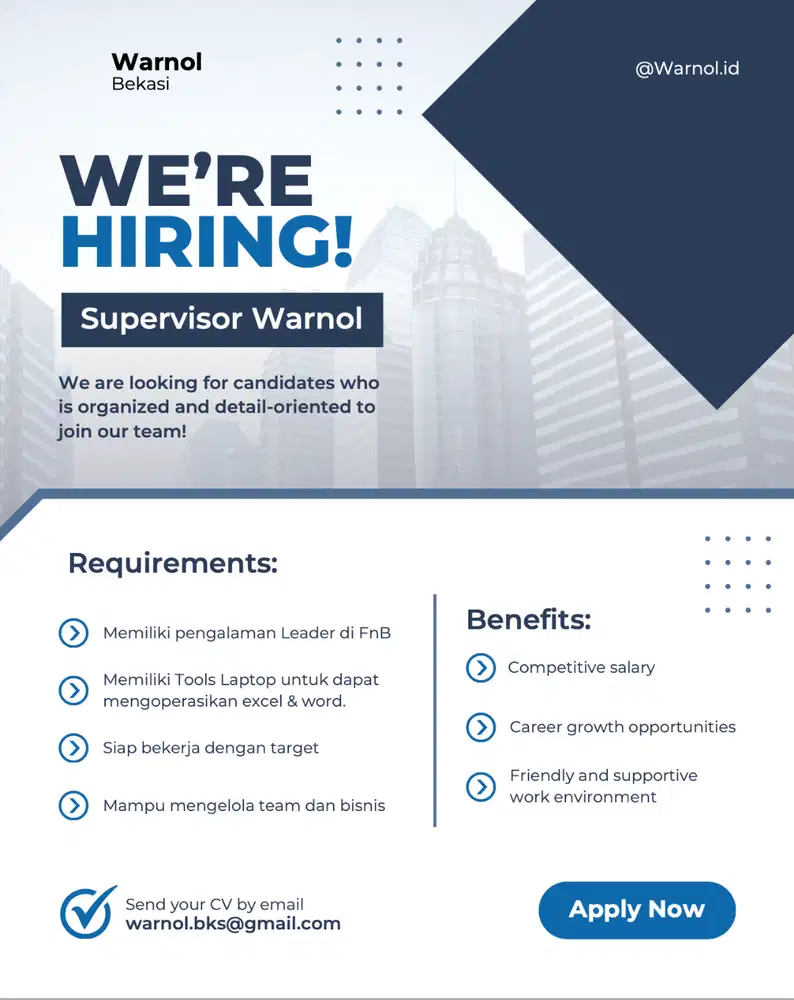 LOWONGAN SUPERVISOR WARNOL