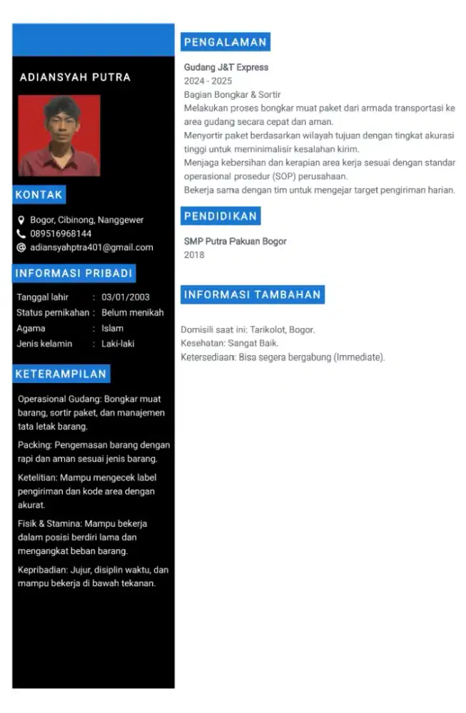 Tolong info lokernya pak/Bu/kak