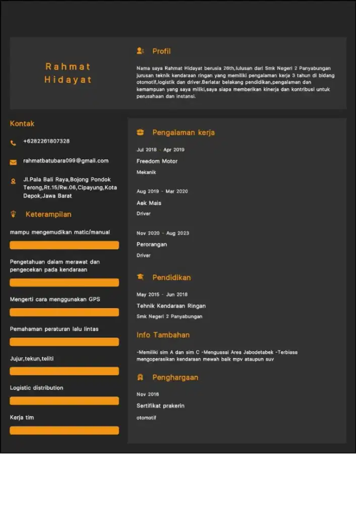 Mencari atau yang membuka lowongan kerja sebagai driver/driver pribadi