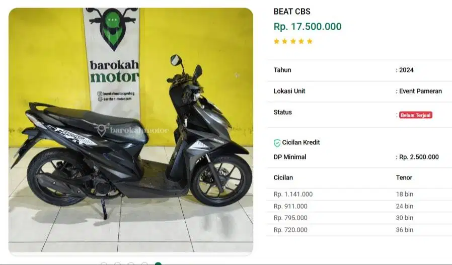 BEAT CBS/2024 Dijual Cash/Kredit