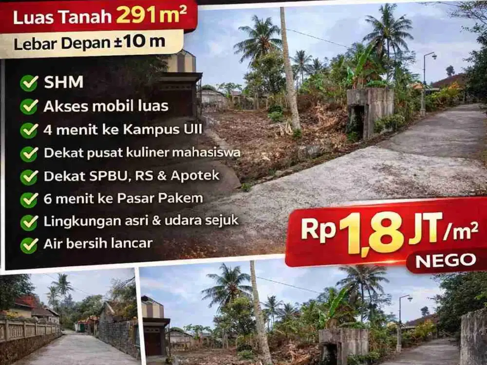 BU! Tanah Strategis Dekat Kampus UII Kaliurang – SHM, Murah