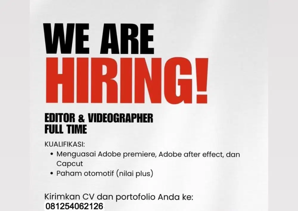 Editor & Videografer Otomotif Motor