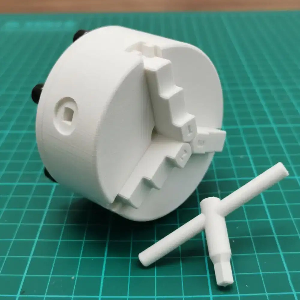 Cekam bubut lathe 3 jaw chuck  self centering 5 Inch 130mm 3D Printed