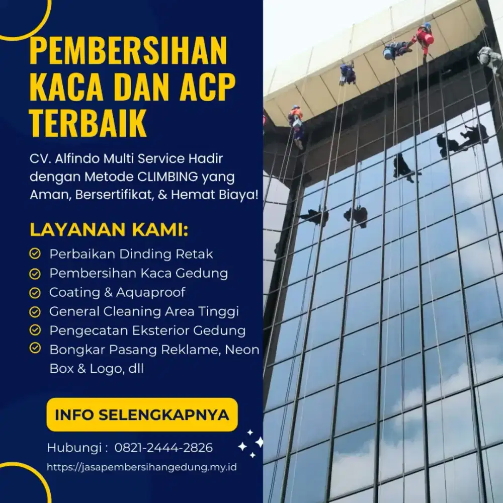 Jasa Pembersihan Dinding Kaca dan Acp Gedung