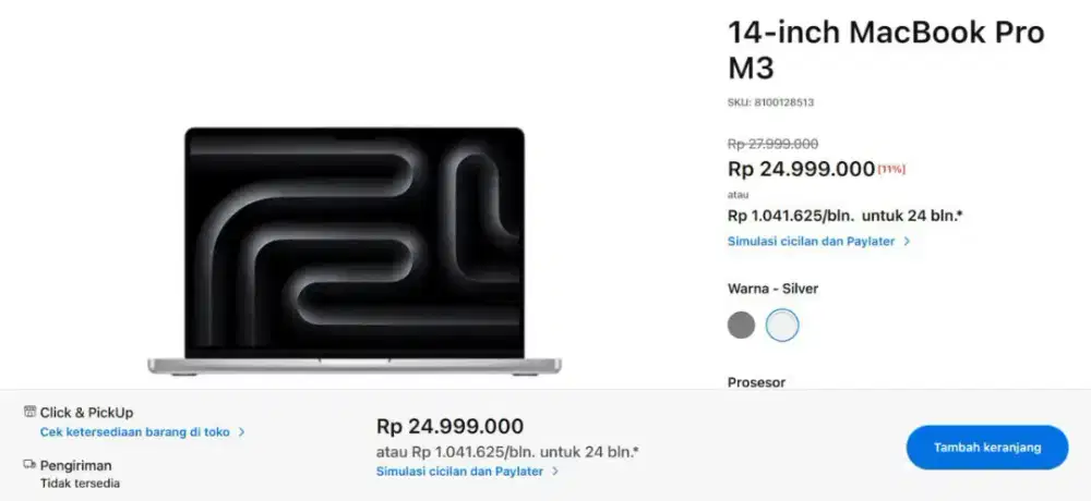 (BARU) Macbook Pro 14 inch M3 rilis thn 2023 RAM 8 GB memory 512 GB