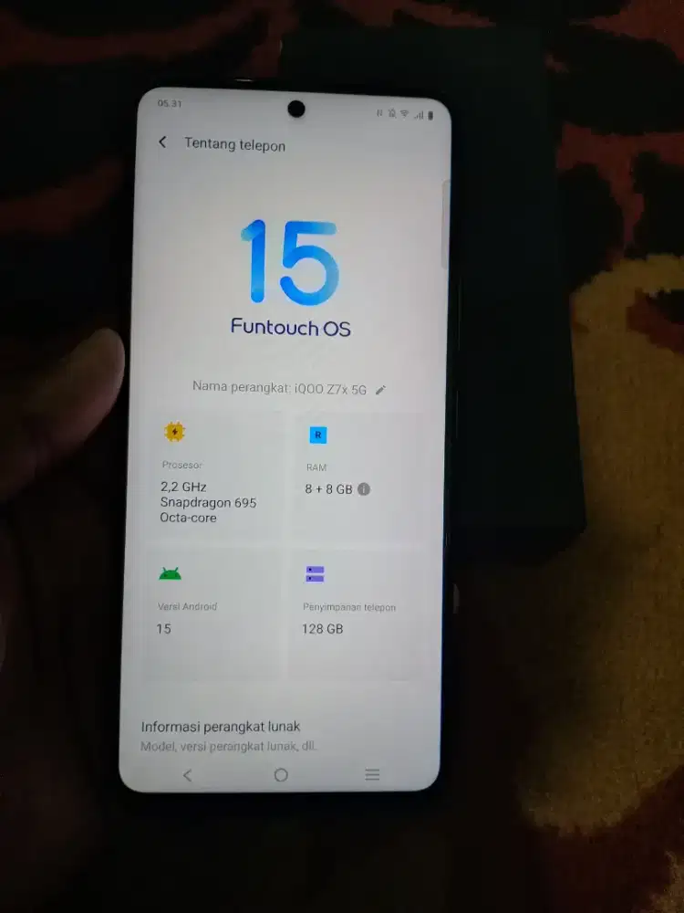 IQOO Z7x 5G 8+8/128 NFC Fullset No Minus