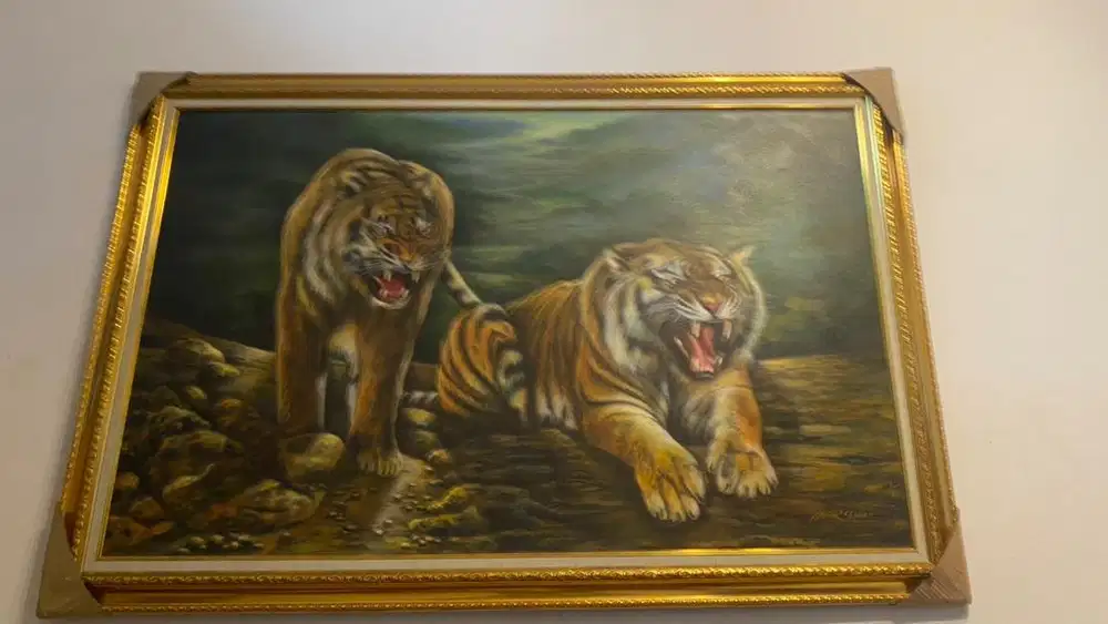 Lukisan macan estetik untuk ruang tamu