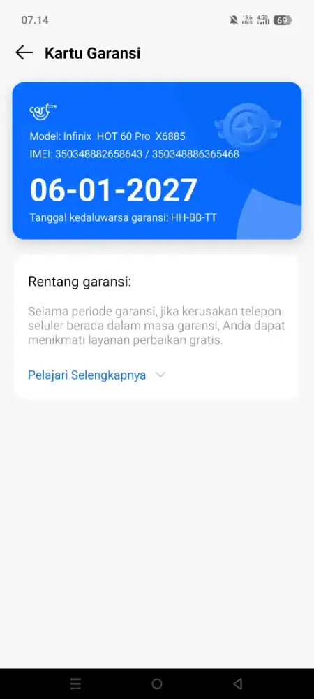 infinix hot 60 pro baru sehari