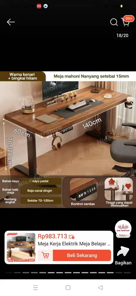 Meja kerja listrik upgrade