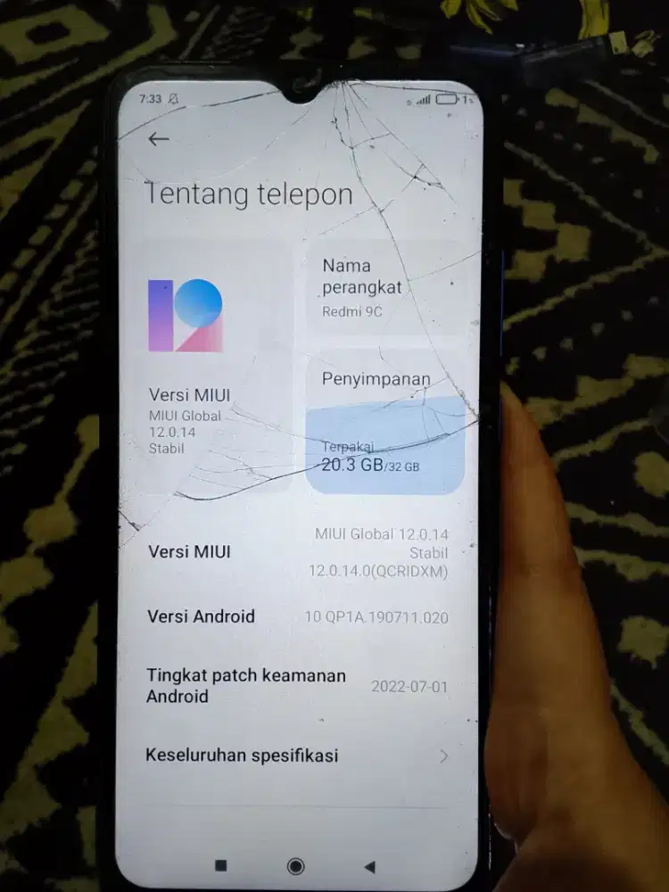 Redmi 9c 3/32 retak halus semuanya normal