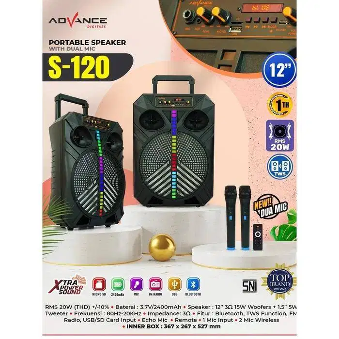 [Bekas] Advance Bluetooth Speaker 12 inch dual mic wireless