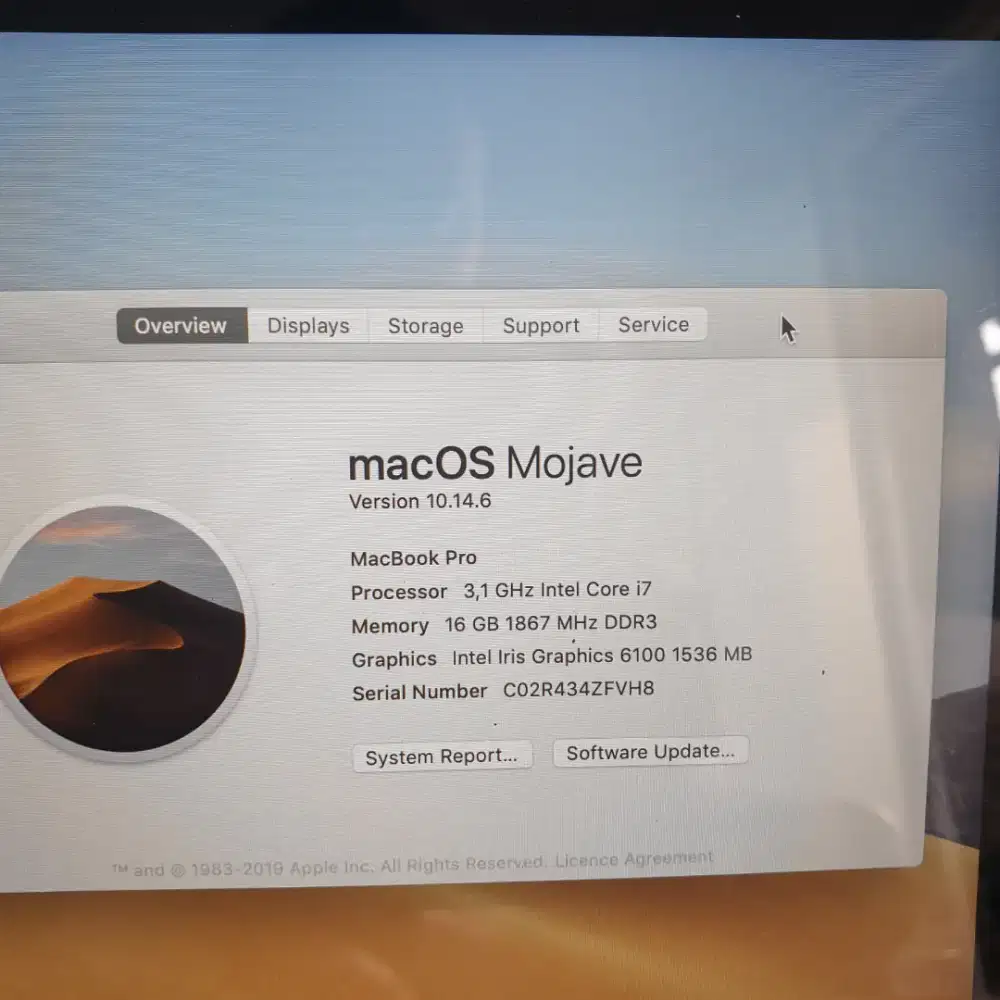 Macbooo pro 2015 16gb/128gb