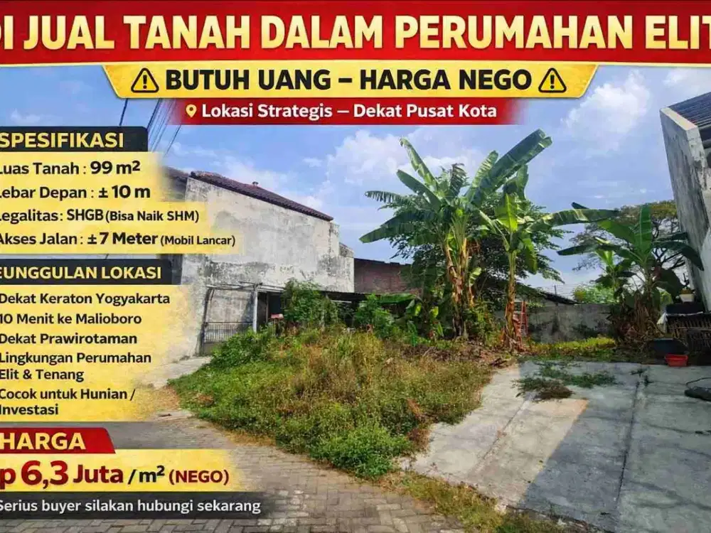 DIJUAL TANAH DALAM PERUMAHAN ELIT – DEKAT PUSAT KOTA