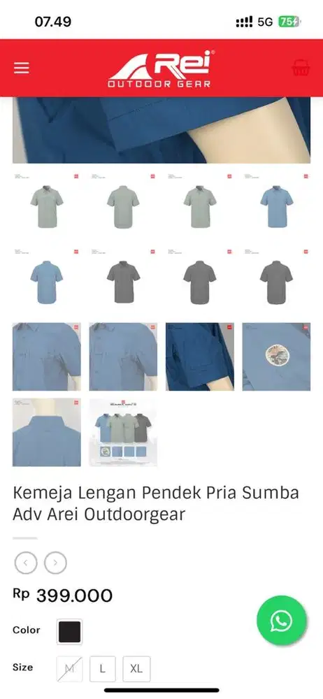 Kemeja Pendek Arei Warna Navy - Size M