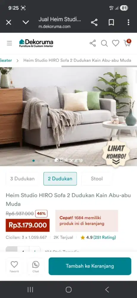 Sofa bekas pemakaian