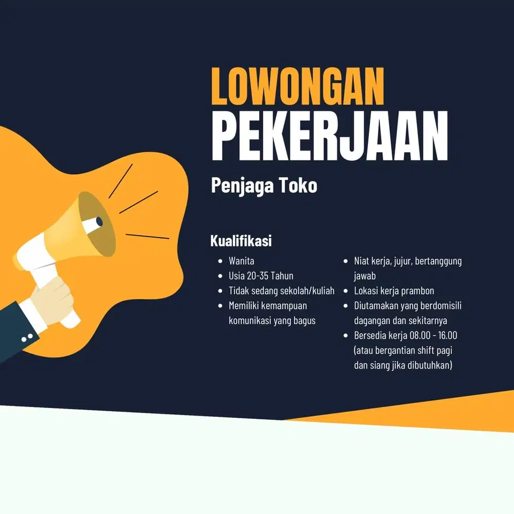 Lowongan pekerjaan jaga toko