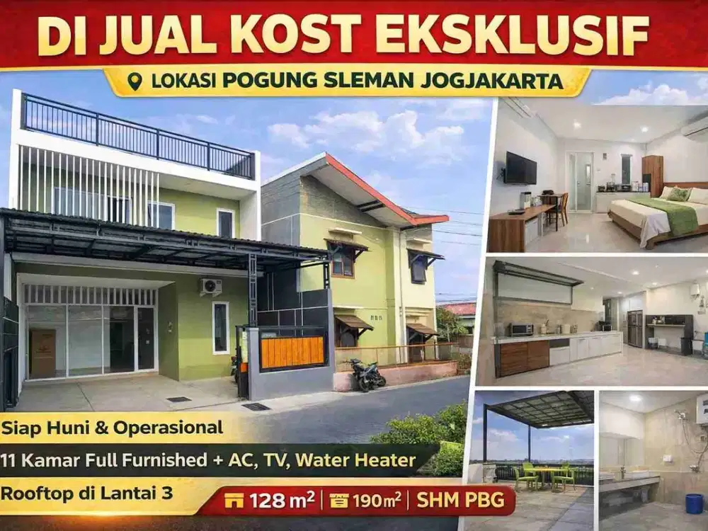 DIJUAL KOST EKSKLUSIF SIAP OPERASIONAL – POGUNG SLEMAN
Full Furnished | Dekat Kawasan Kampus | Potensi Income Tinggi