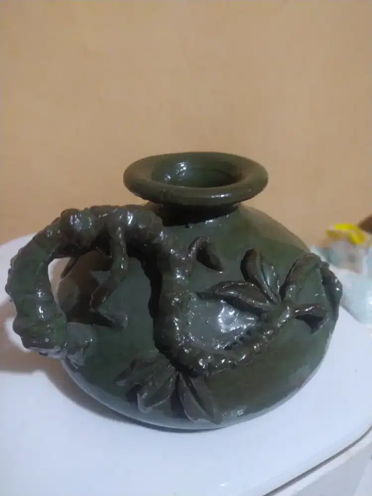 Green pottery/ keramik glaze hijau /tempat lilin keramik