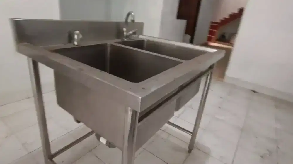 Meja Cuci 2 Sink Full Stainless Steel