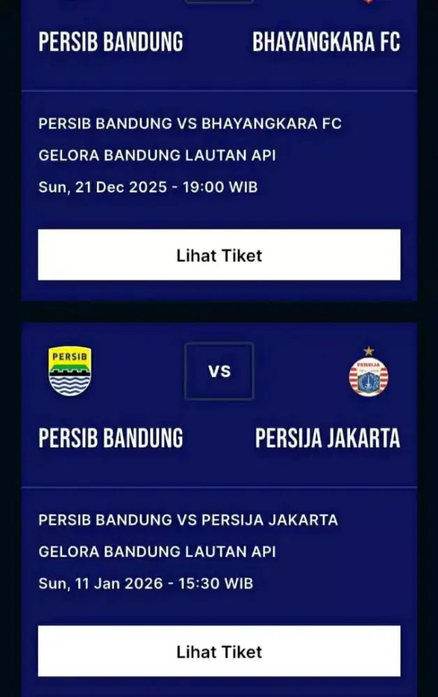 Tiket persib vs persija