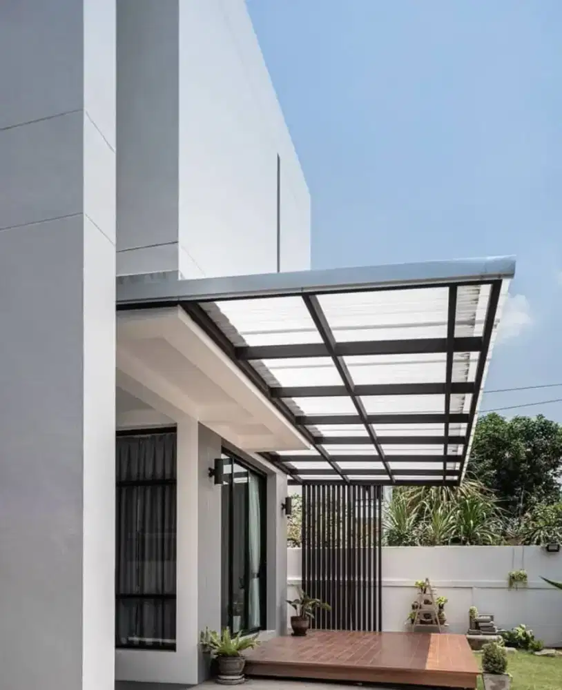 Kanopi solarflat rangka besi hollo galvanis - free survey