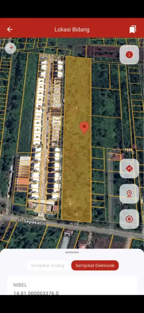 Tanah luas tepi jalan sepakat 2 untan ukuran 45 x 360