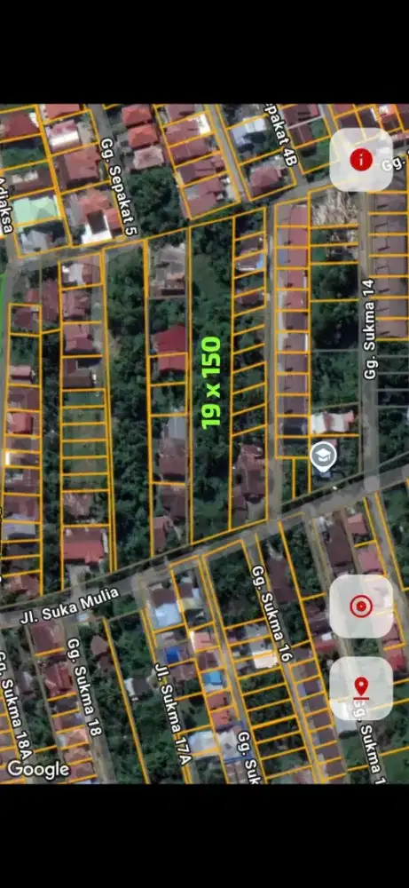 Tanah tepi jalan sukamulya danau sentarum ukuran 19 x 150