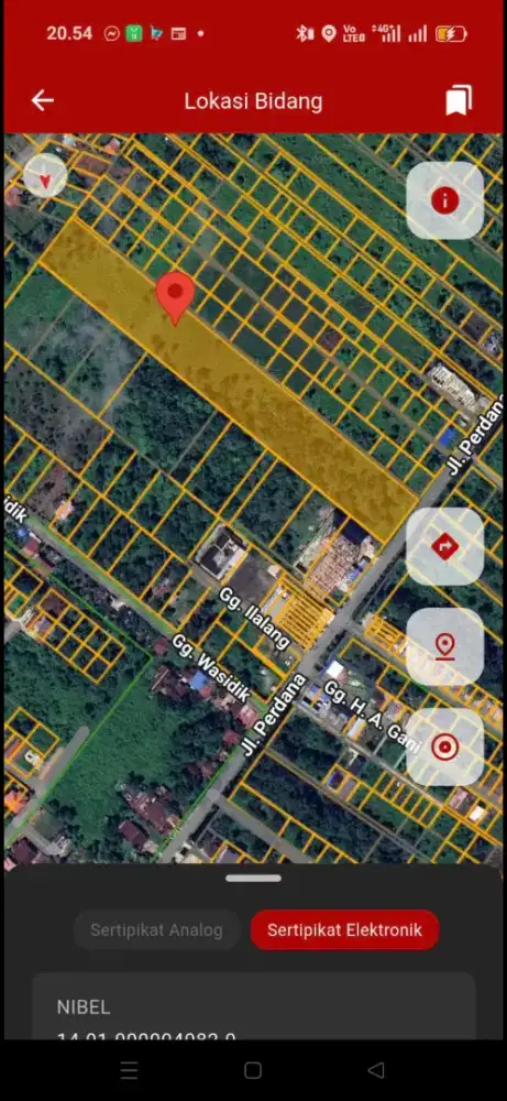 Tanah tepi jalan perdana ukuran 45 x 260