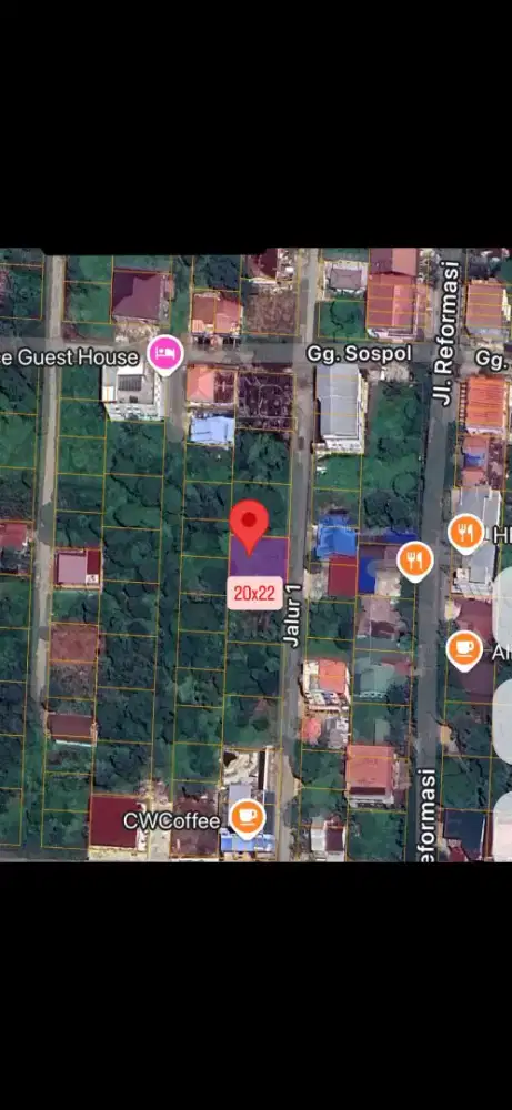Tanah kavling jalan reformasi untan ukuran 20 x 22
