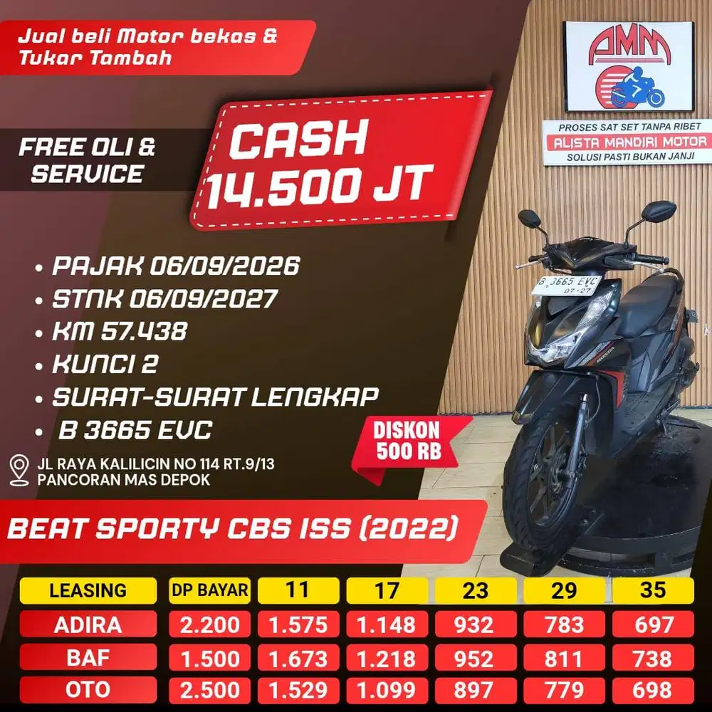 BEAT SPORTY ISS TH 2022 BISA CASH/KREDIT/TRADE IN/PAKAI CC/PAYLATER